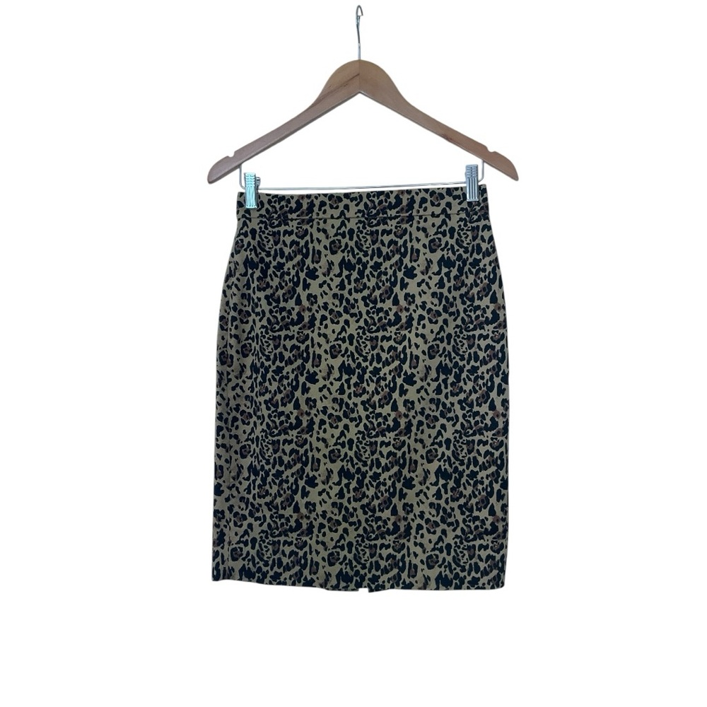 J.Crew No. 2 Pencil Skirt Leopard Print Tan Black Brown 00